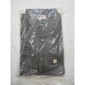 Vintage Casual Squires Houndtooth Black &White Long Sleeve Dress Shirt XLT